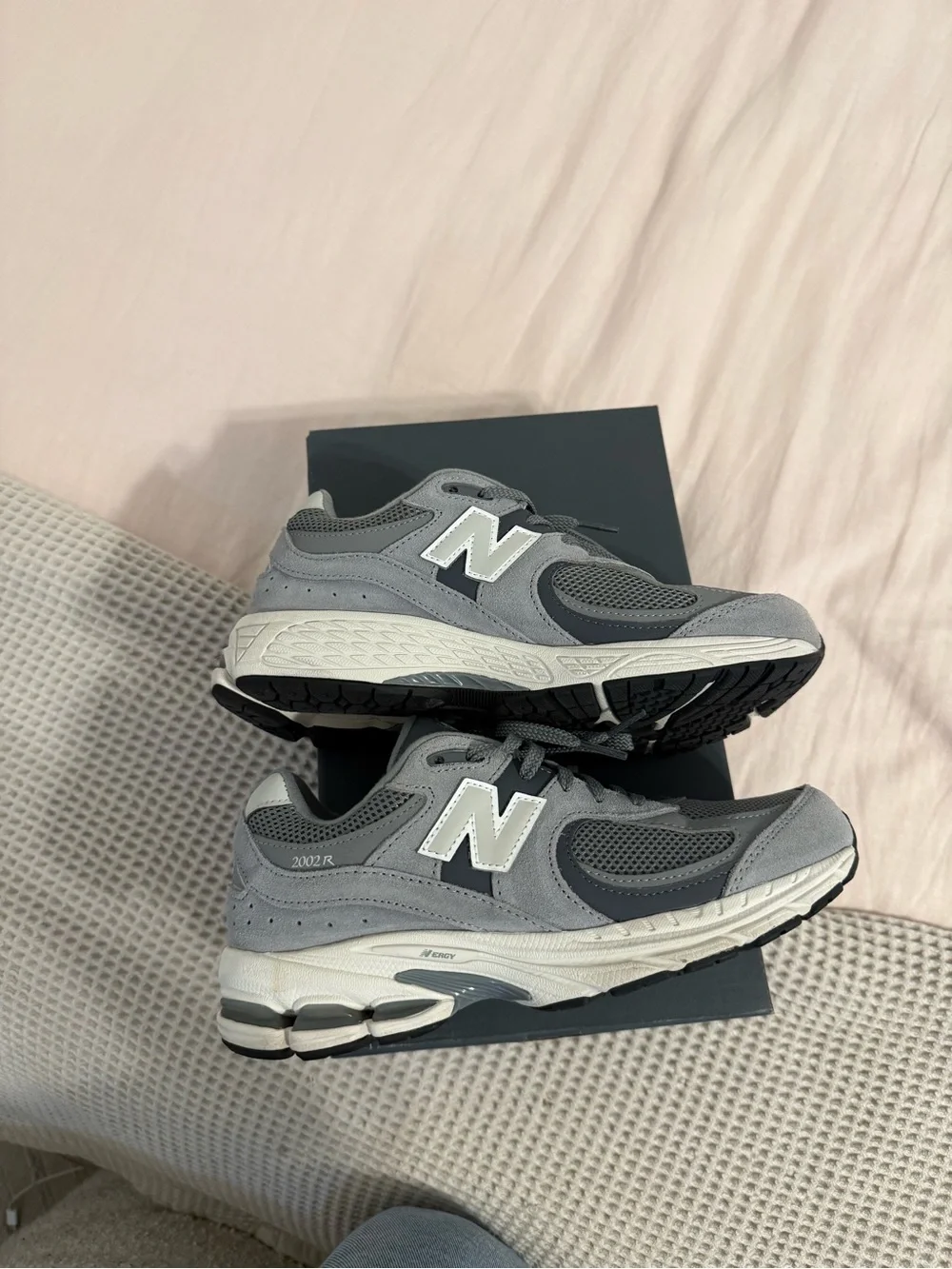 New Balance Grey Mesh & Suede Running Sneakers